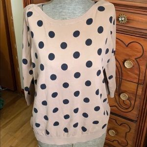 3/4 sleeve polka dot sweater